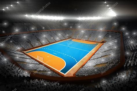 Gern stellen wir den kontakt zu den gewünschten trainingsstätten her und sorgen für leckere sportlerverpflegung und ein spannedes rahmenprogramm. Handballfeld mit Zuschauern - Stockfotografie: lizenzfreie ...