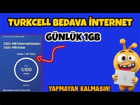 Turkcell Günlük 1GB İNTERNET Turkcell Bedava İnternet 2022 YouTube