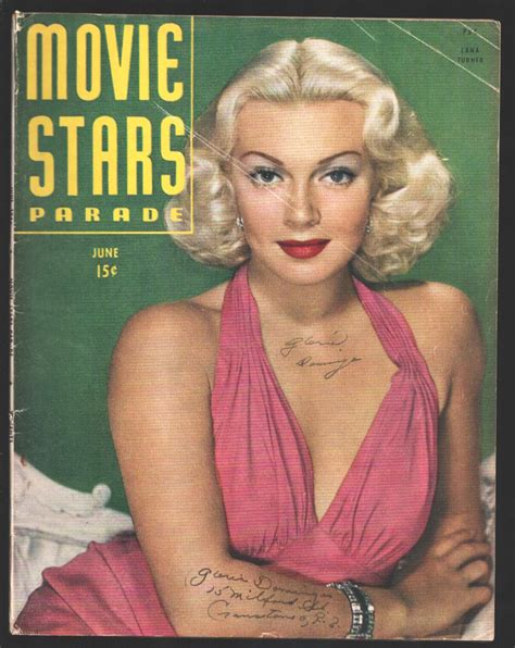Movie Stars Parade Lana Turner Jimmy Stewart Robert Mitchum Dorothy Malone Movie Ads Vg