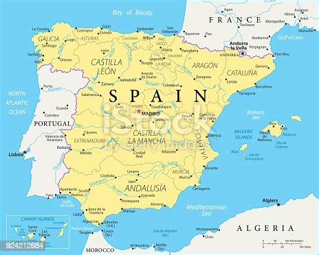The kingdom of spain is a country located in southwest europe. Map Of Spain Vector Stock Vector Art & More Images of ...