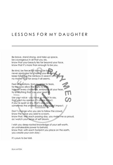 Lessons For My Daughter Poem Etsy