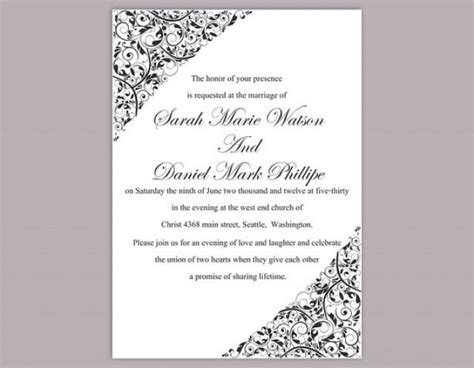 Diy Wedding Invitation Template Editable Word File Instant Download