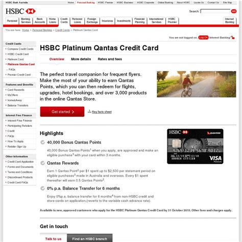 2 reward points for every ₹150 spent. HSBC Platinum Credit Card: 40,000 Qantas FF Points + 6 Months 0% Interest Balance Transfers ...
