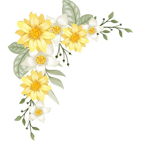 Arranjo De Flores Amarelas Com Estilo Aquarela 15739161 Png