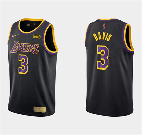 Mens Los Angeles Lakers 3 Anthony Davis Earned Edition Black Stitched