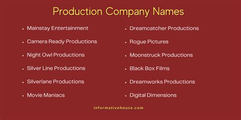 499 The Most Funny Film Production Company Names Ideas Informative House