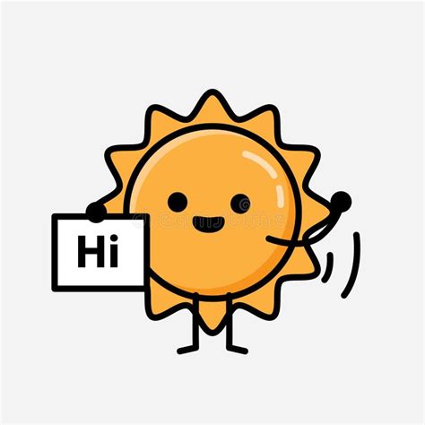 Cute Sun Mascot Vector Character In Flat Design Style Stock Vector