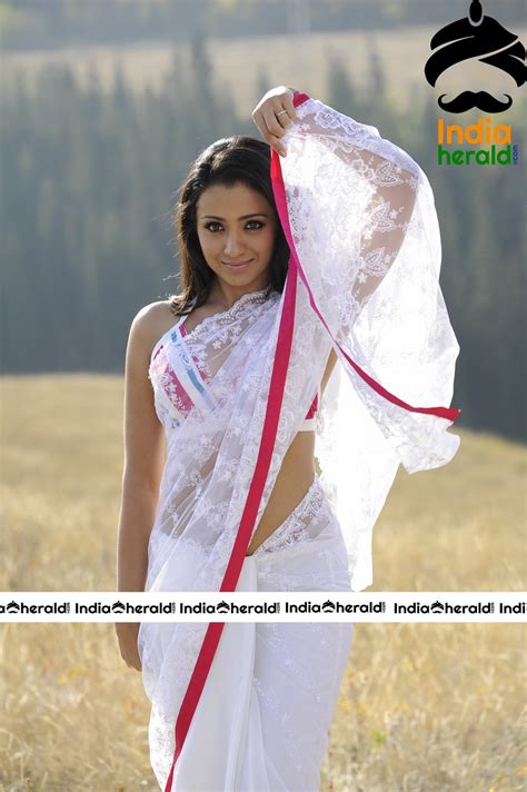 trisha showing her tempting hot waist and deep navel in whi