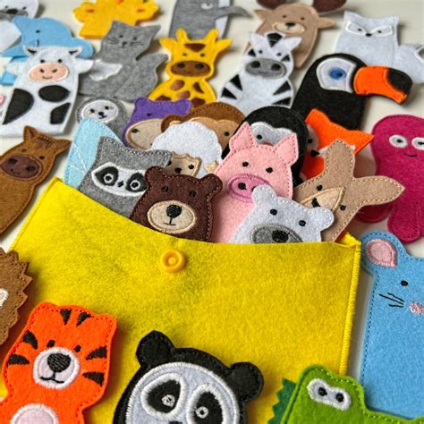 Create Your Own Felt Finger Puppet Set 53 Animals Educational Toys