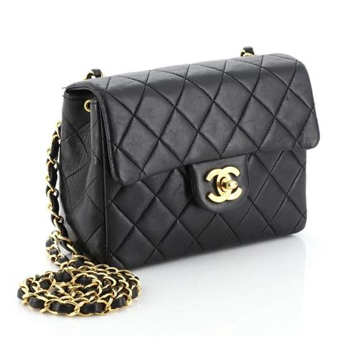 Chanel Vintage Square Classic Single Flap Bag Quilted Lambskin Mini At