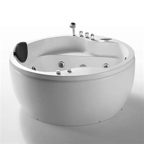 Empava 59 In All In One Style Acrylic Right Drain Oval Alcove Whirlpool Bathtub In White With 6