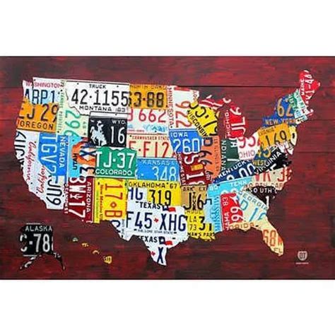 License Plate Map Of The Us Poster 24x36 United States Usa Travel