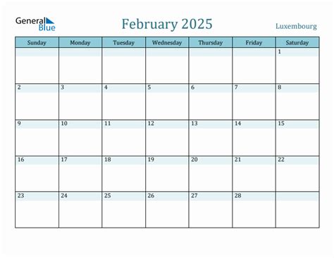 Luxembourg Holiday Calendar For February 2025