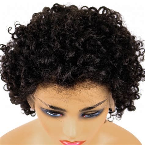 Short Kinky Curly African American Human Hair Lace Front Cap Wigs Inches Shop Wigsbuy Com
