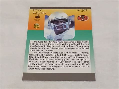 Ricky Watters 1991 Fleer Ultra Rookie Card 297 Base Set San Francisco