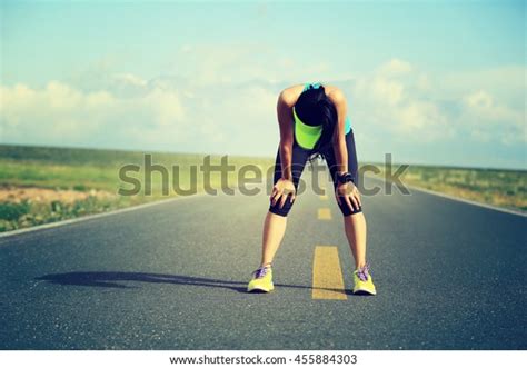 Tired Woman Runner Taking Rest After Stock Photo Edit Now 455884303