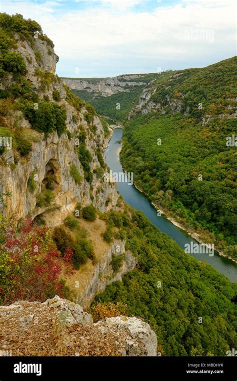 The Spectacular Limestone Landscape Of The Gorges De Lardeche In The