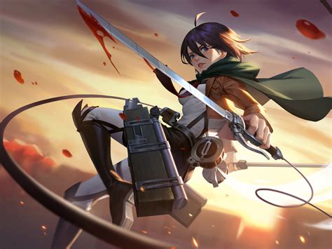 Desktop Wallpaper Mikasa Ackerman Attack On Titan Art Anime Girl Hd Image Picture