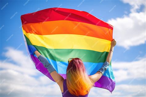 Premium Ai Image Colorful Rainbow Gay Pride Flag In The Hands