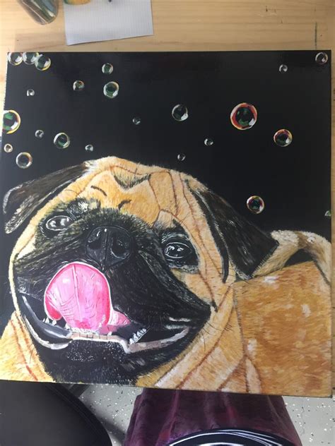 Acrylic Painting Of A Pug Donated To Pugs Sos By Kristina Obrien