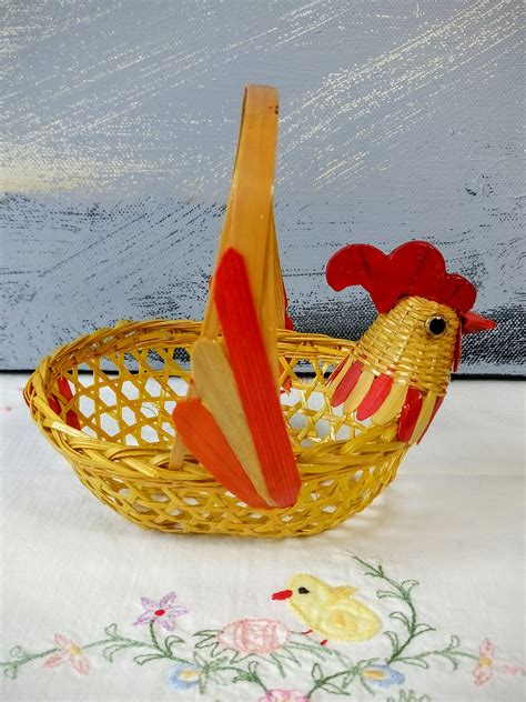 Wicker Rooster Basket Chicken Easter Basket Etsy