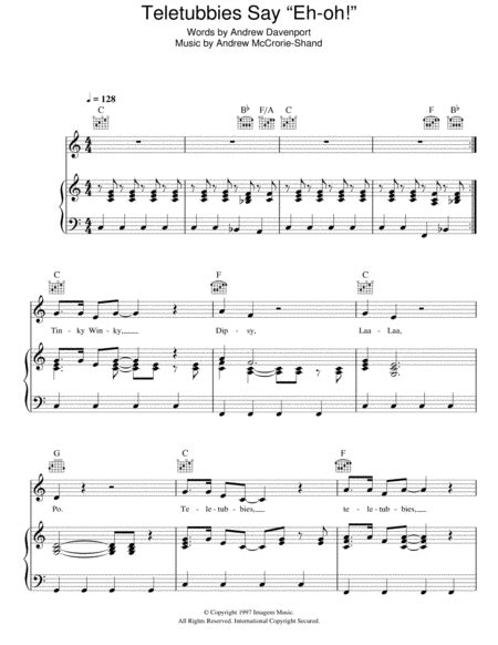 Teletubbies Say "Eh-oh!'" By - Digital Sheet Music For Piano/Vocal