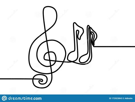 Music Note Continuous One Line Drawing Vector Song Notation Symbols