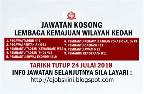 Jawatan kosong guru kpm (kementerian pendidikan malaysia) interim dibuka untuk mereka yang berkelayakkan dan berminat. Jawatan Kosong Lembaga Kemajuan Wilayah Kedah (KEDA) - 24 ...