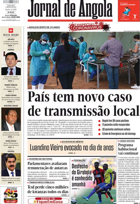 Capa Jornal De Angola De 2020 05 06