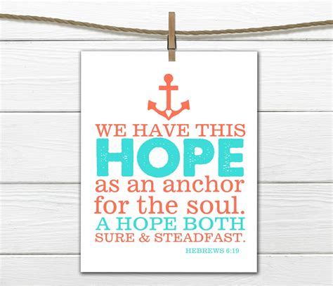 Bible Verse Hebrews 619 Hope Anchors Soul Print Anchor