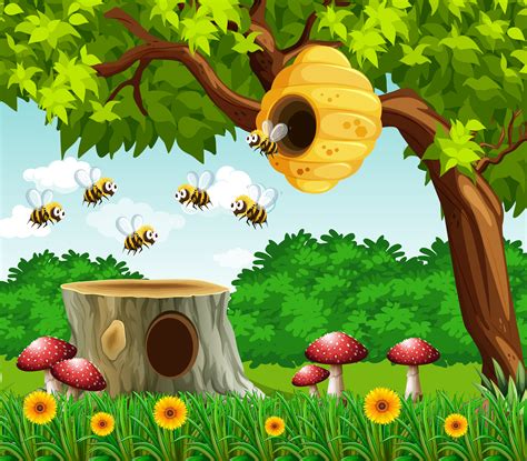Garden Scene With Bees Flying 296588 Download Free Vectors Clipart Graphics And Vector Art