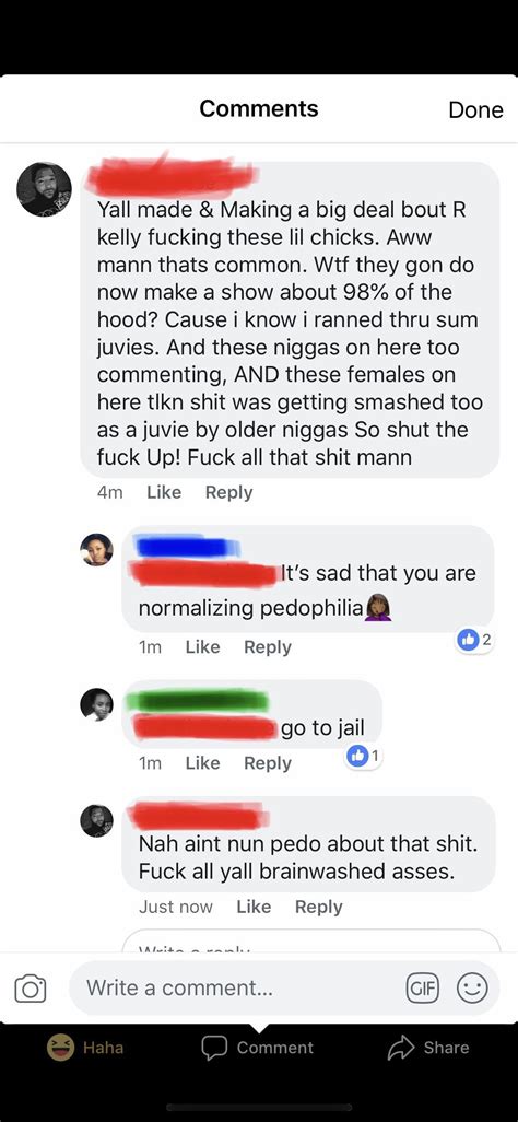 guy admits to having sex with minors and tries to justify it on a post about r kelly