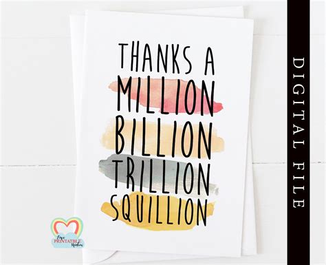 Thanks A Million Thank You Card Funny Thank You Card Thanks Etsy