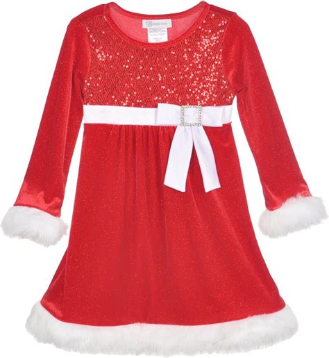 Bonnie Jean Sequin Bodice Santa Dress Fur Trim 3t Special