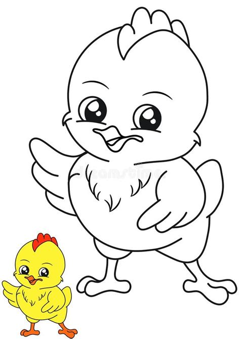 Página Para Colorear Ilustración Con Lindo Bebé De Pollo De Dibujos