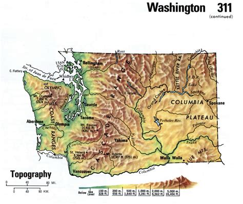 Topograpy Map Of Washington State Large Image Map For Free Use