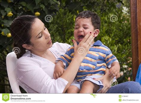 Boy Crying With Mom Stock Image Image Of Child Children 5788467