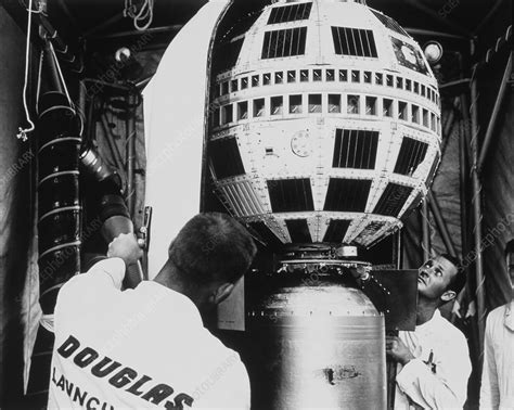 Engineers And The Telstar 1 Communications Satellite Stock Image S710