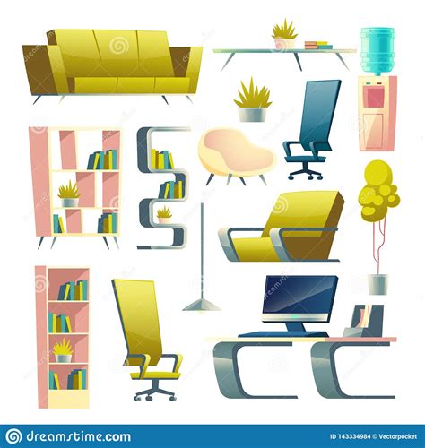 House Or Apartment Furniture Cartoon Vector Set Stock