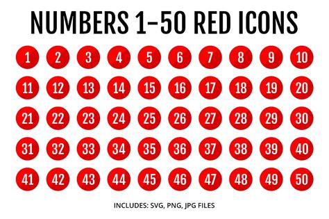 Red Number Icons Sleek Icons ~ Creative Market