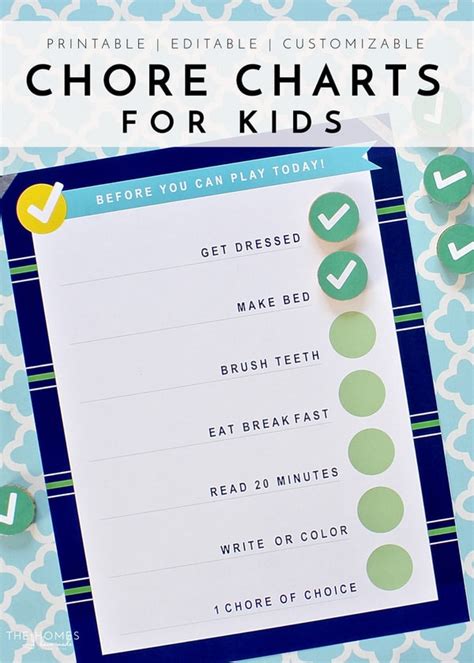 Printable Chore Charts For Kids The Homes I Have Made