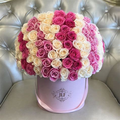 Signature 75 White And Pink Rose Box Jlf Los Angeles White And Pink