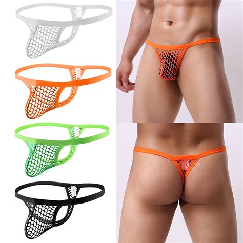 Men S G String Fishnet See Through Underpants Thongs Underwear Panties T Back Ebay