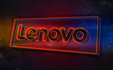 Download Wallpapers Lenovo Logo Light Neon Art Lenovo