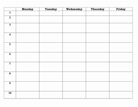 7 Day Work Schedule Template Unique 7 Best Of 5 Day Work Week Monthly