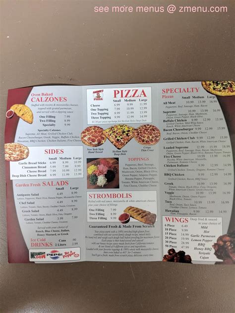 menu at bambino s pizza pizzeria springfield