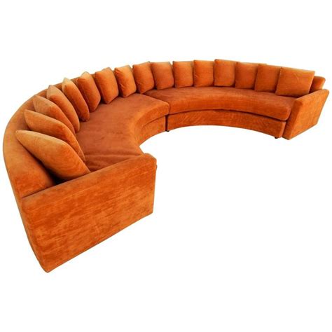 Mid Century Modern Orange Velvet Semi Circle Sofa At 1stdibs Orange