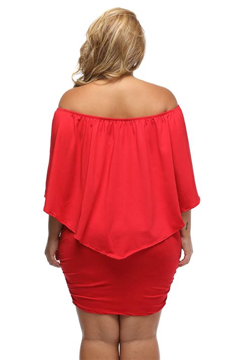 Plus Size Clothing 5x Red Black Ruffle Top Mini Bodycon Dress Sexy Us Size 18 20 Ebay