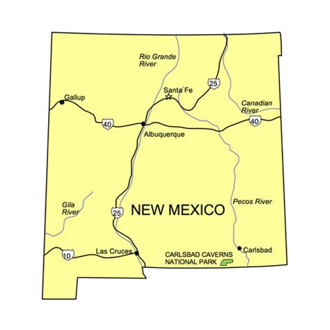 New Mexico State Powerpoint Map Highways Waterways Capital And Major