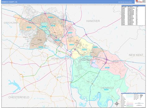Henrico County Wall Map Premium Style